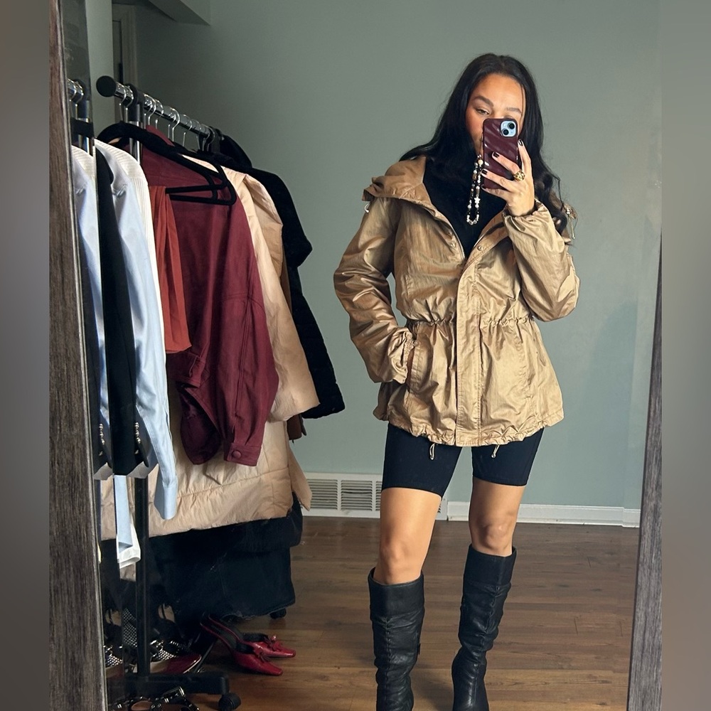 Women’s Lightweight Tan Hooded Anorak Jacket
